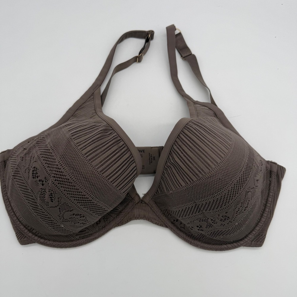 ThirdLove Everyday Lace Plunge Bra Taupe Brown 36E